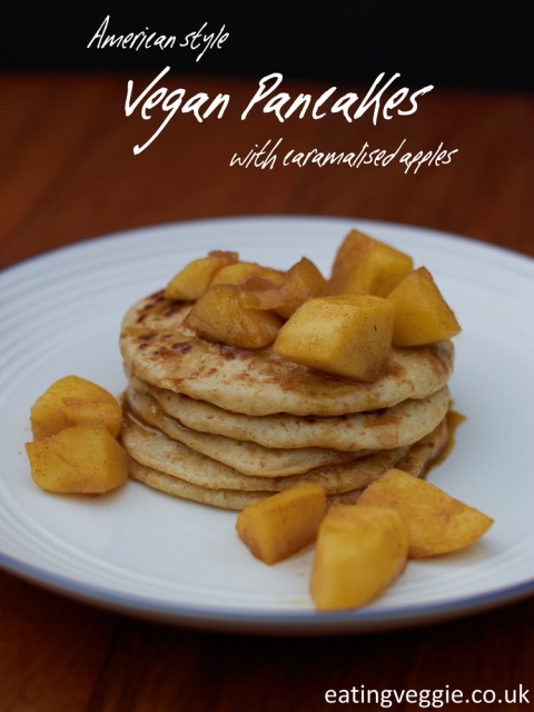 American Style Vegan Pancakes with Caramalised Apples